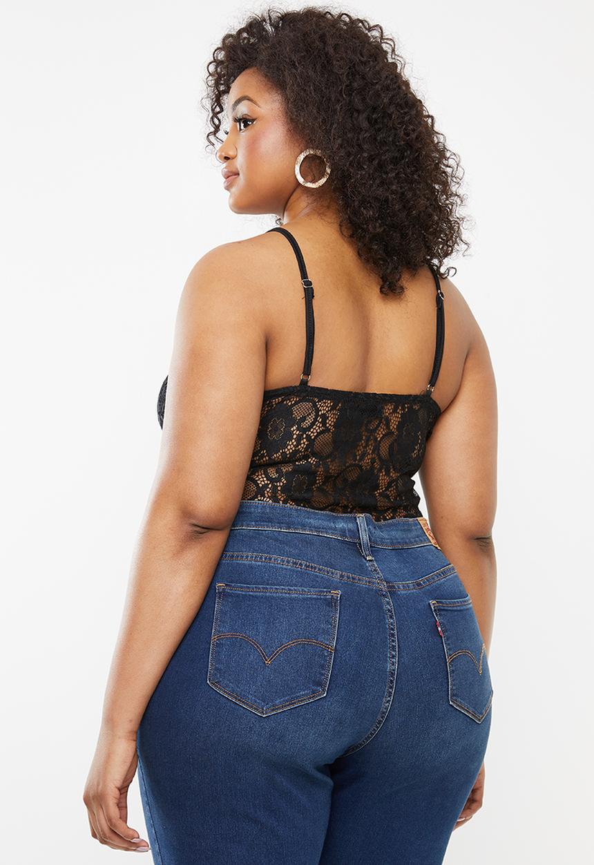 Missguided - Curve lace pipe detail bodysuit - black