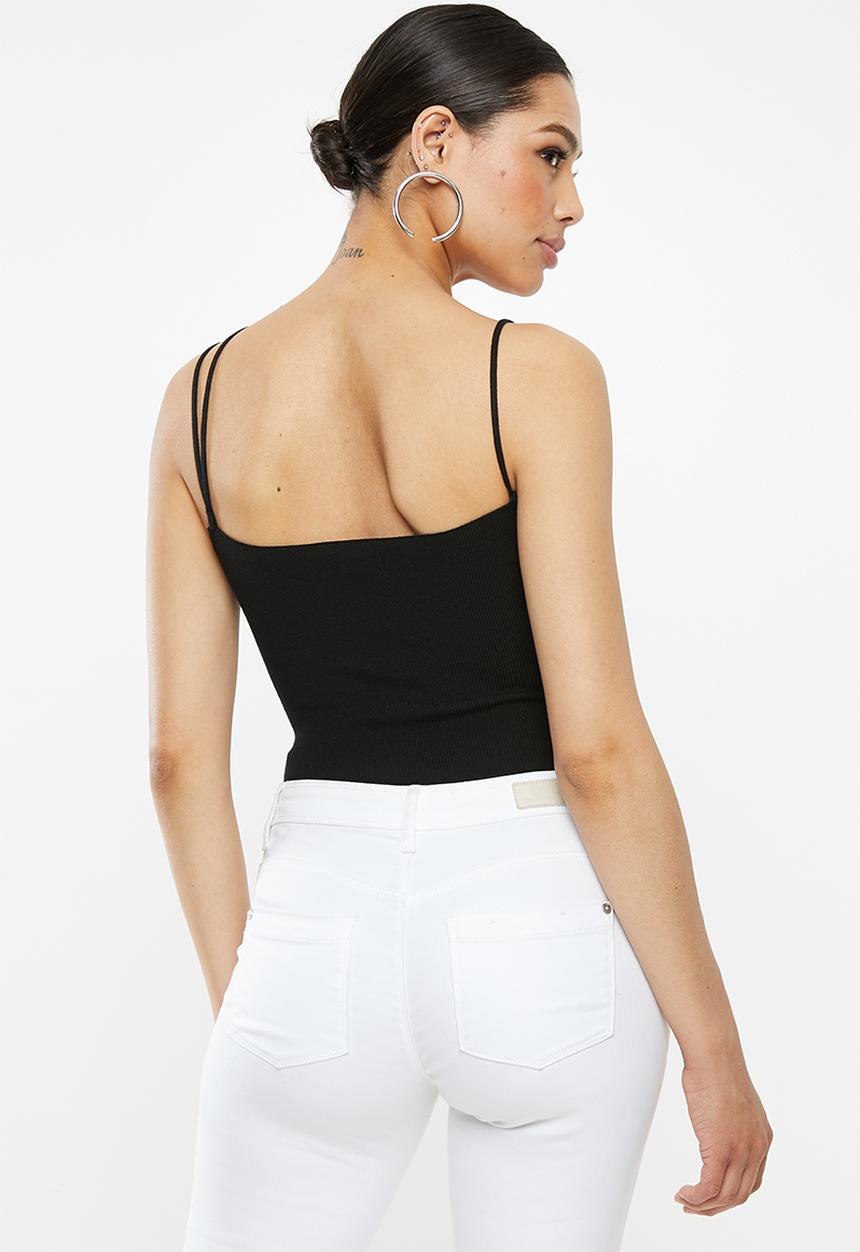 Missguided - Multi strap knitted bodysuit - black