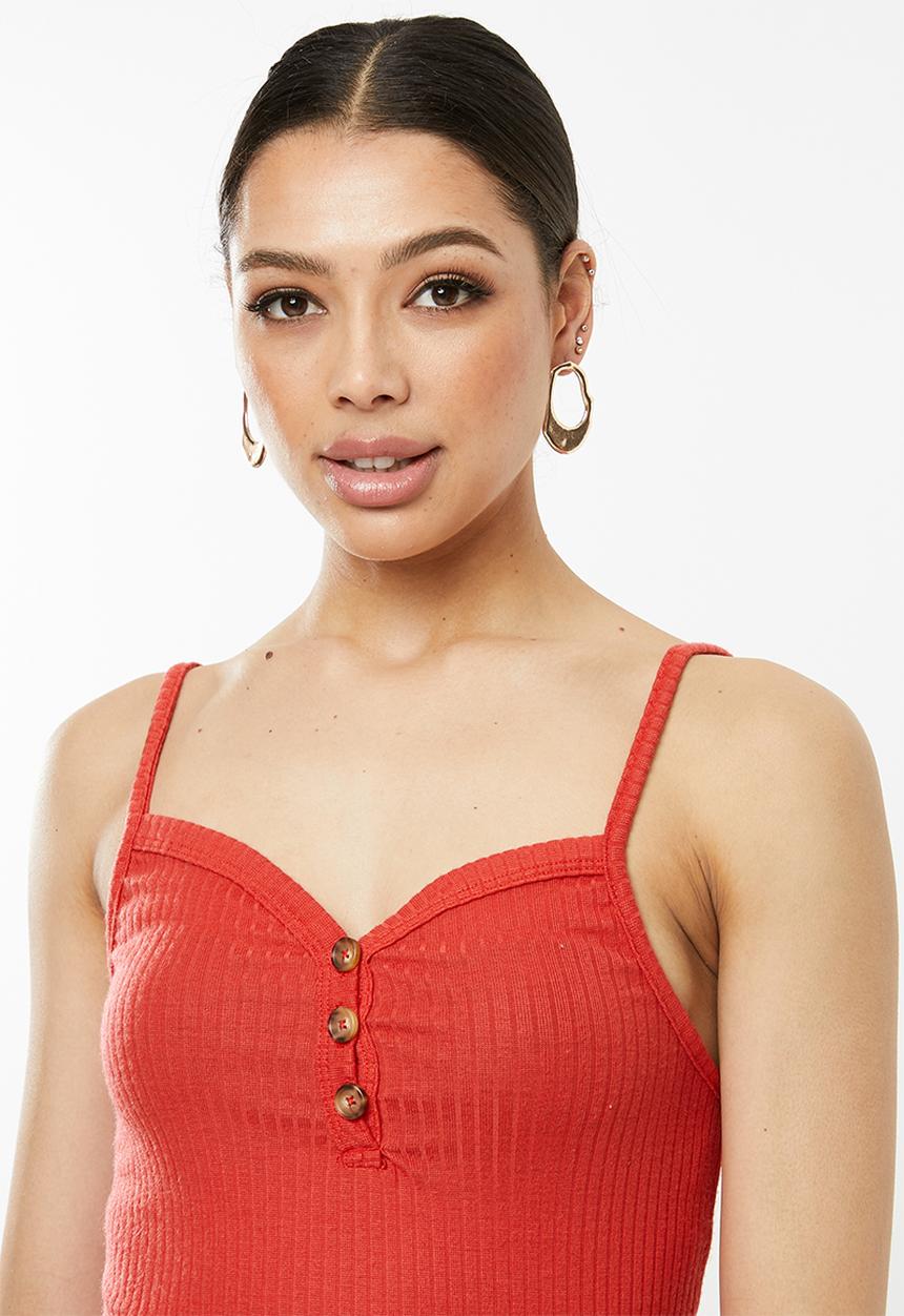 Missguided - Button cami - red