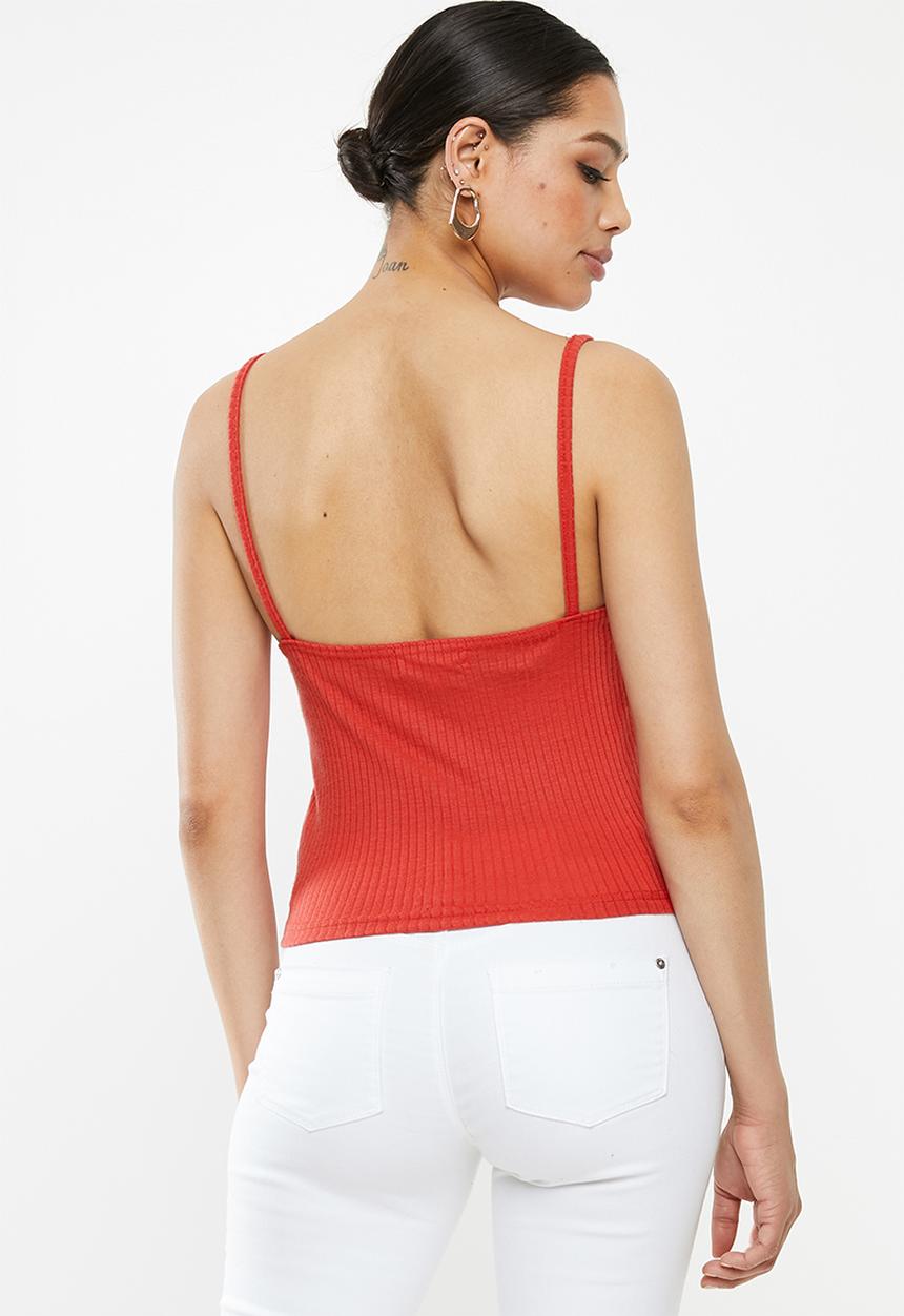 Missguided - Button cami - red