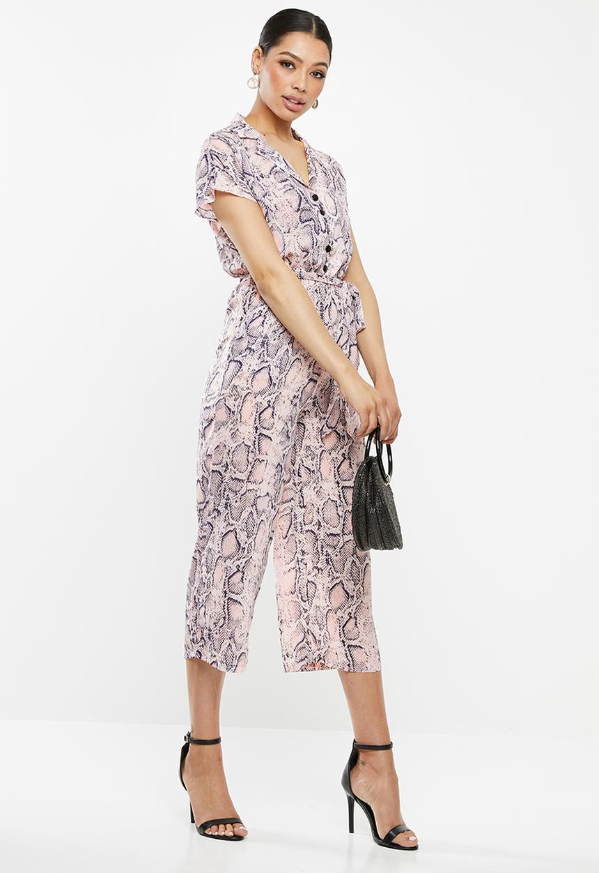 Missguided - Snake print culotte jumpsuit - purple & pink