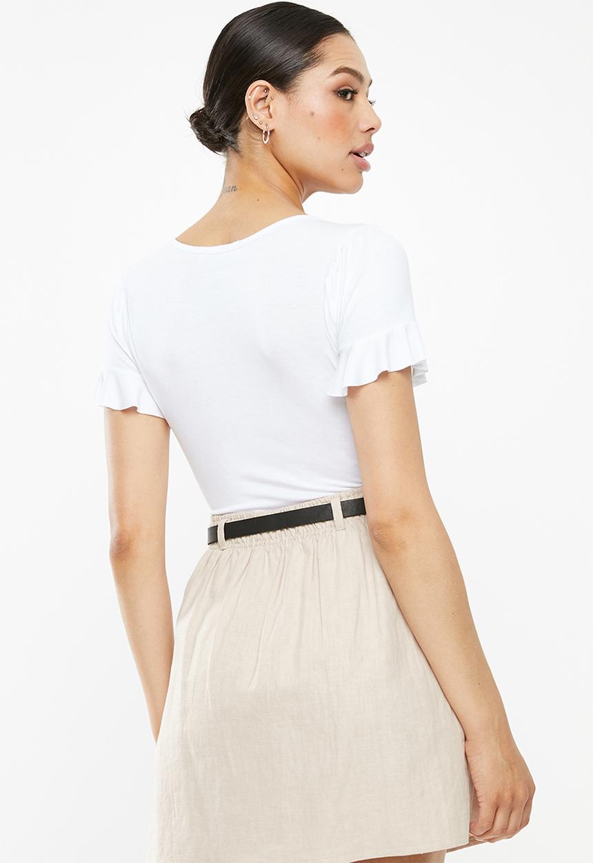 Missguided - Milkmaid tie front bodysuit - white