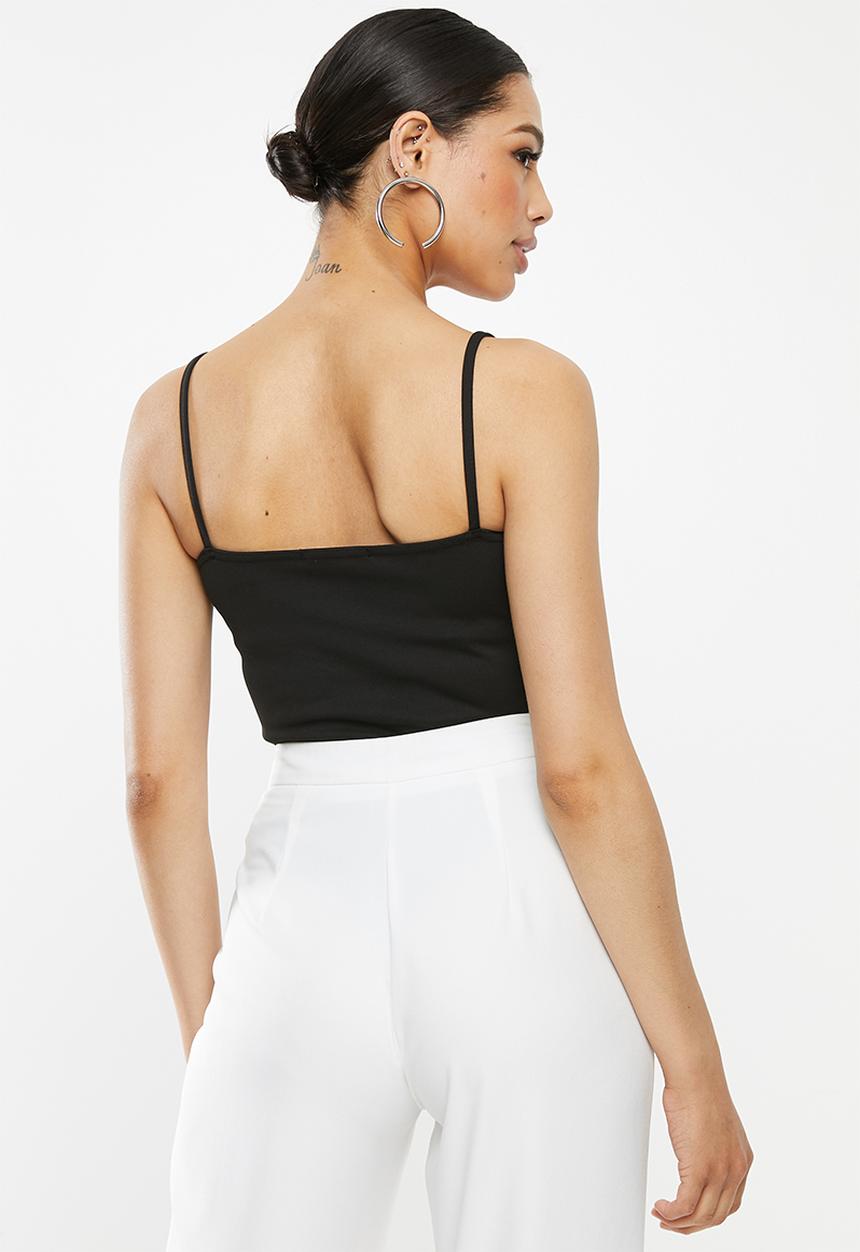 Missguided - Harness cup detail strappy bodysuit - black