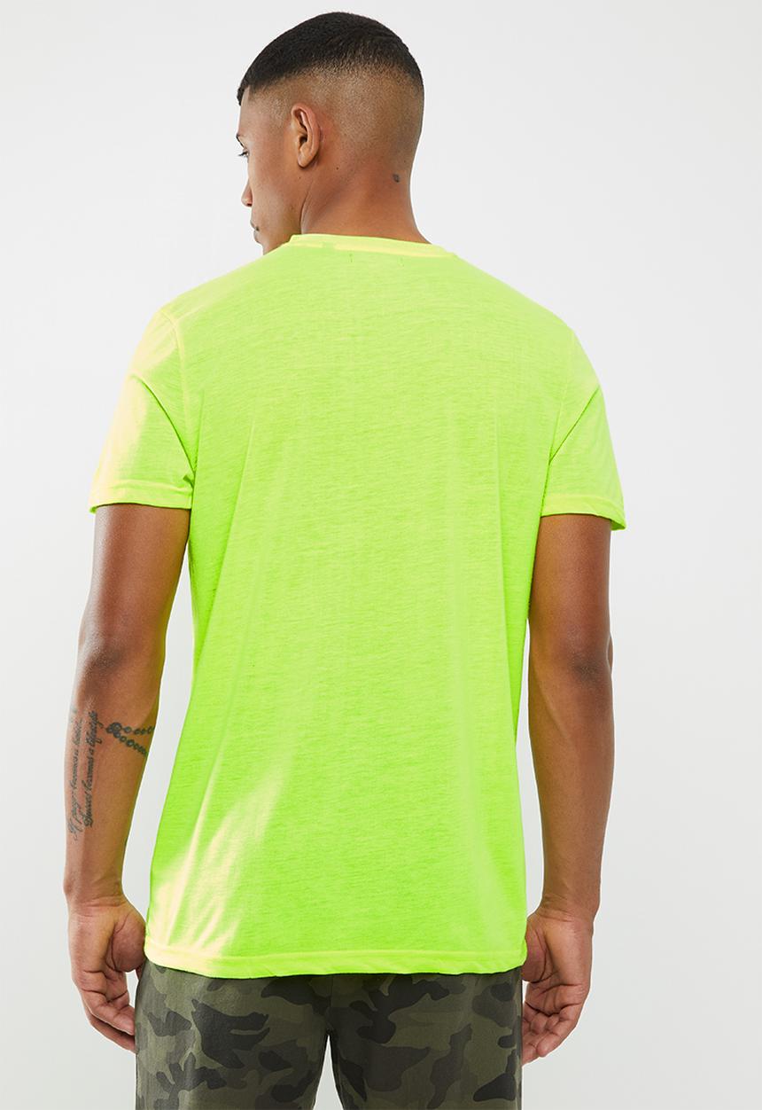 Brave Soul - Neon plain short sleeve tee - yellow