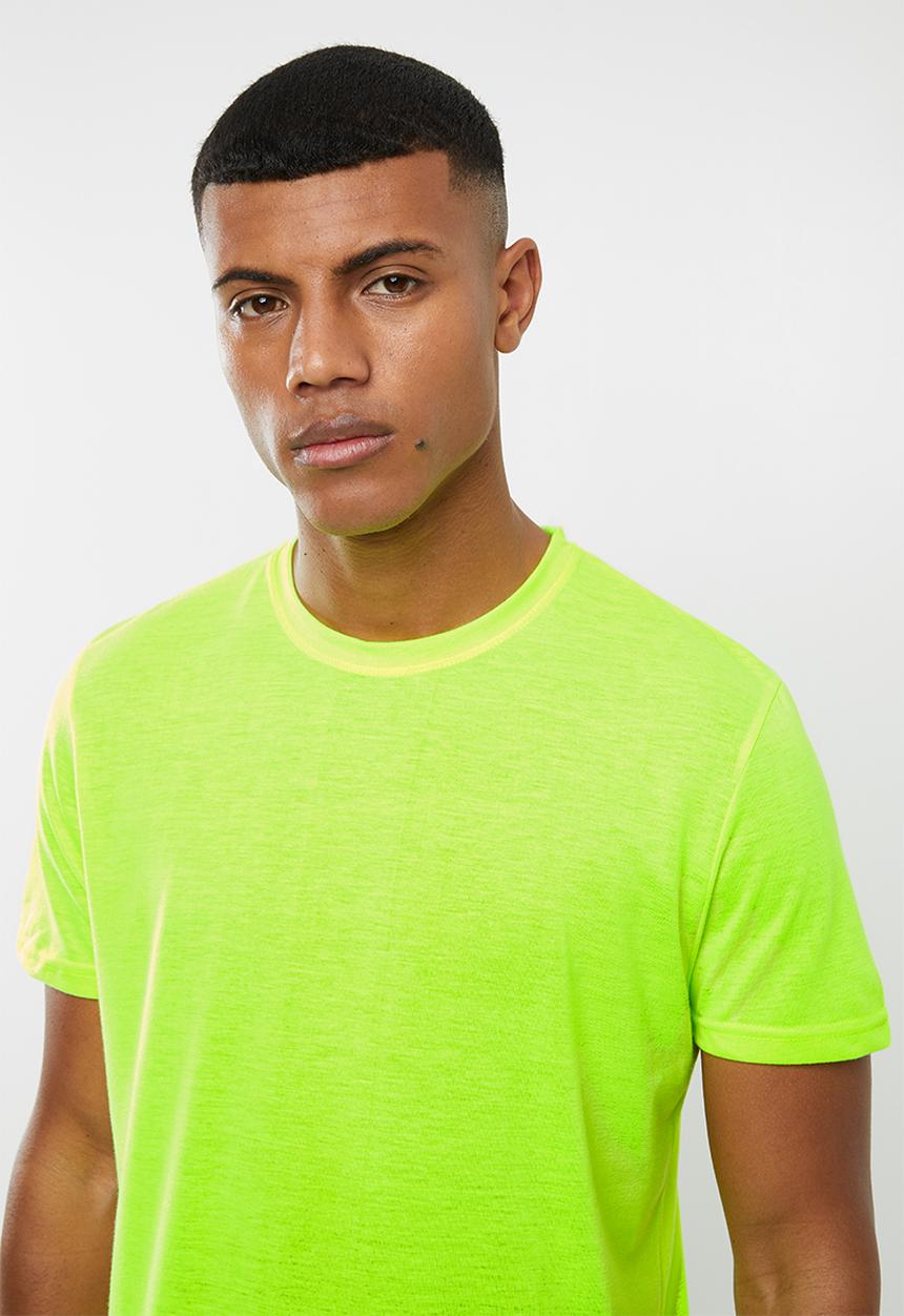 Brave Soul - Neon plain short sleeve tee - yellow