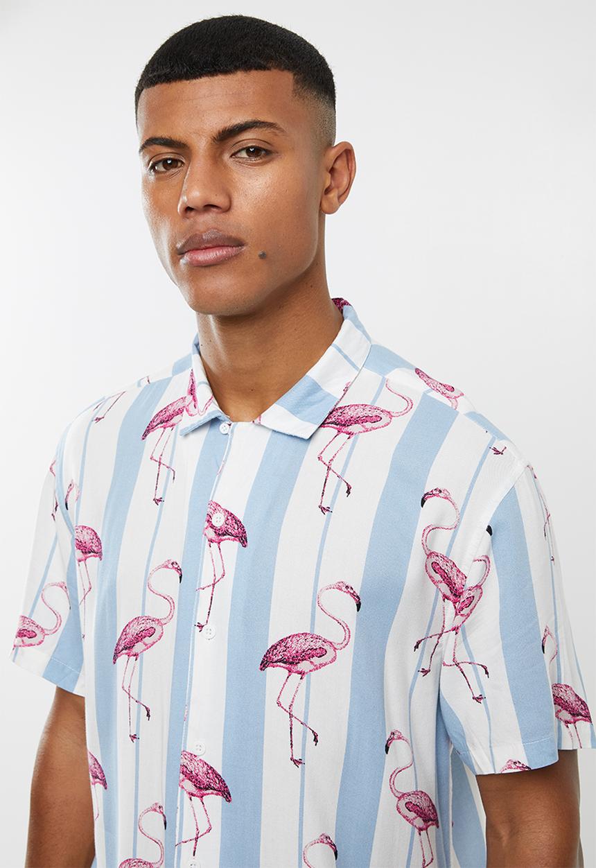 Brave Soul - Flamingo print short sleeve shirt - multi 