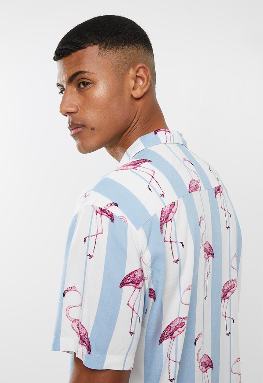 Brave Soul - Flamingo print short sleeve shirt - multi 