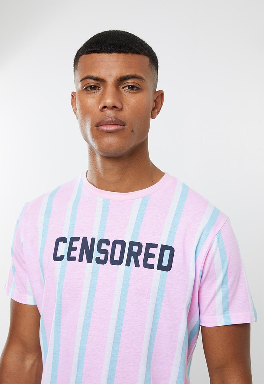 Brave Soul - Censored short sleeve stripe tee - multi