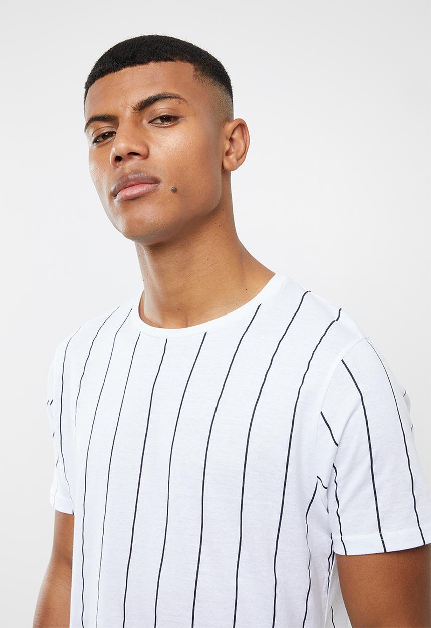 Brave Soul - Bart short sleeve stripe tee - white & black