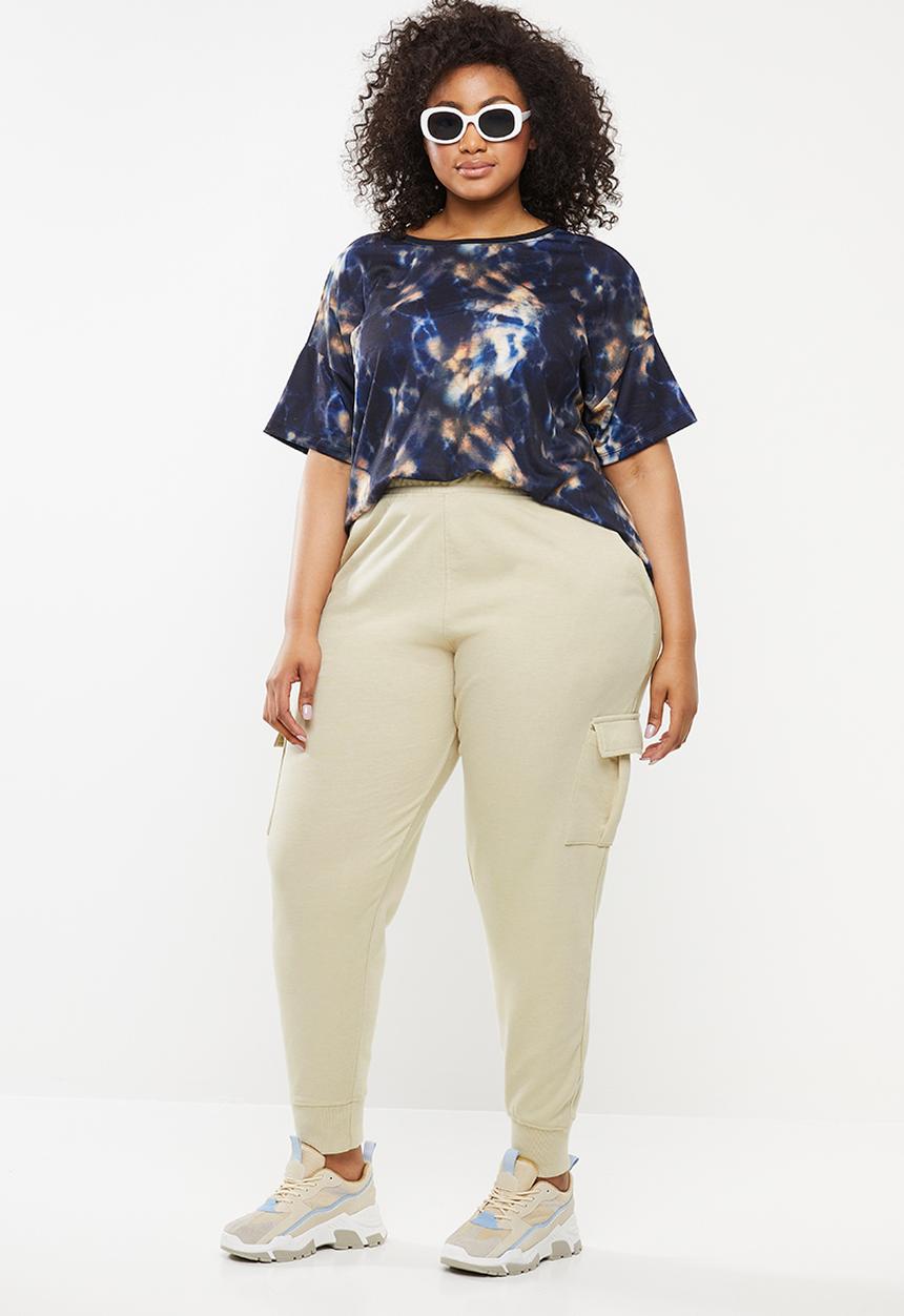 Missguided - Curve utility pocket high waisted trackpants - neutral