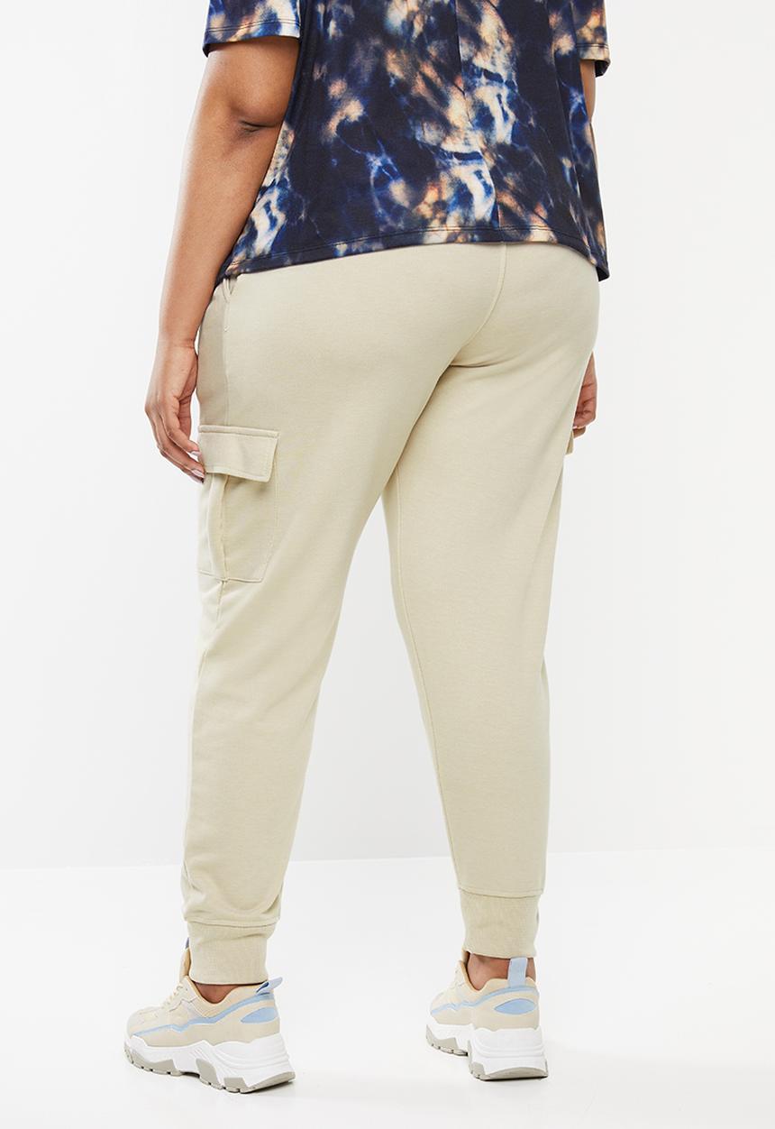 Missguided - Curve utility pocket high waisted trackpants - neutral