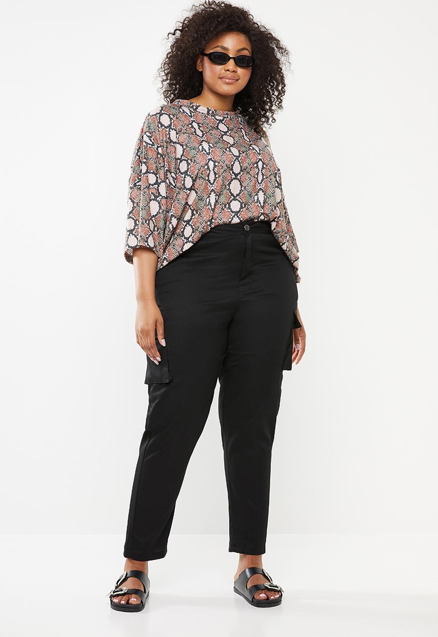 Missguided - Curve straight leg cargo trousers - black