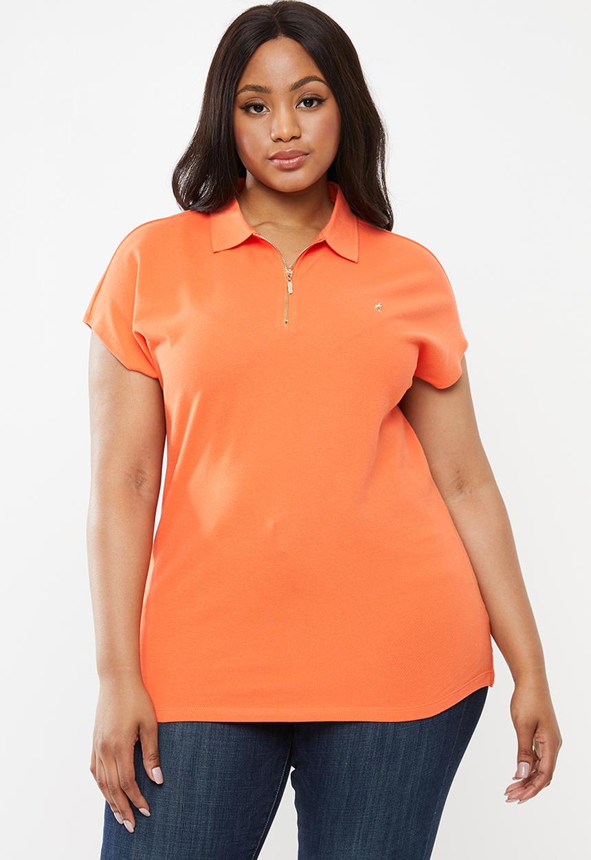 POLO - Plus size eva zip detail golfer - orange