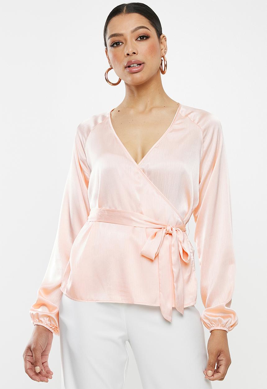 Missguided - Wrap tie waist blouse - pink