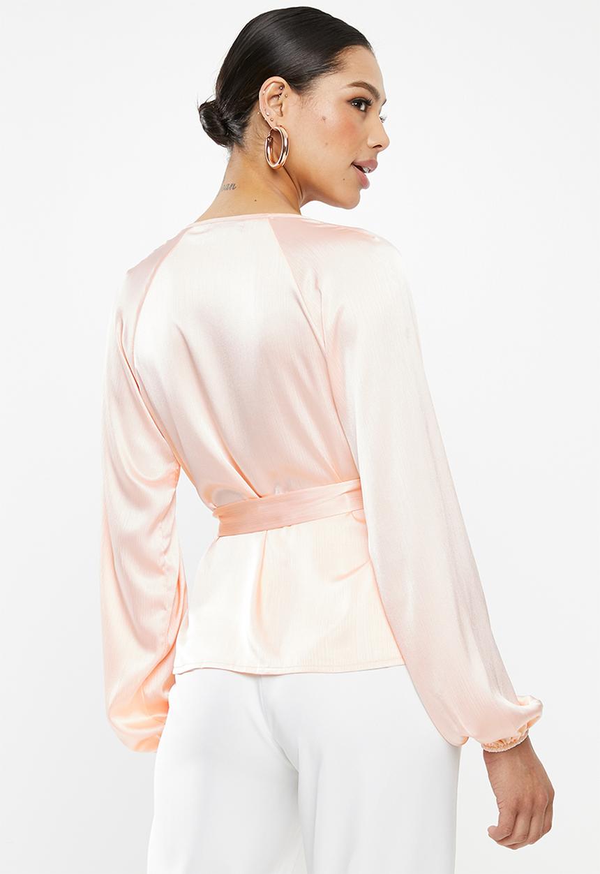 Missguided - Wrap tie waist blouse - pink