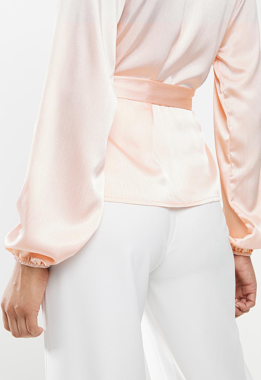 Missguided - Wrap tie waist blouse - pink