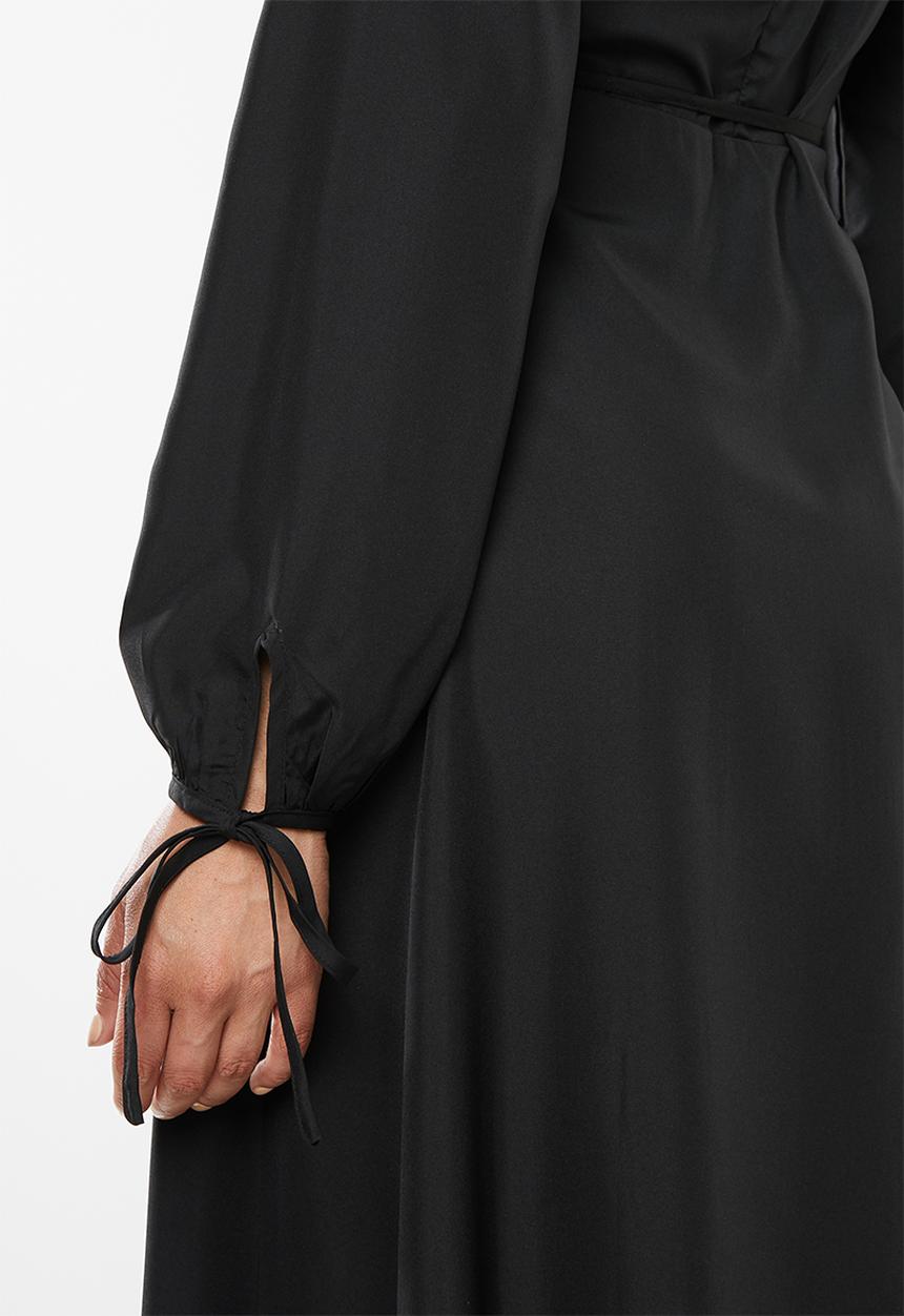 Missguided - Balloon sleeve wrap midi dress - black