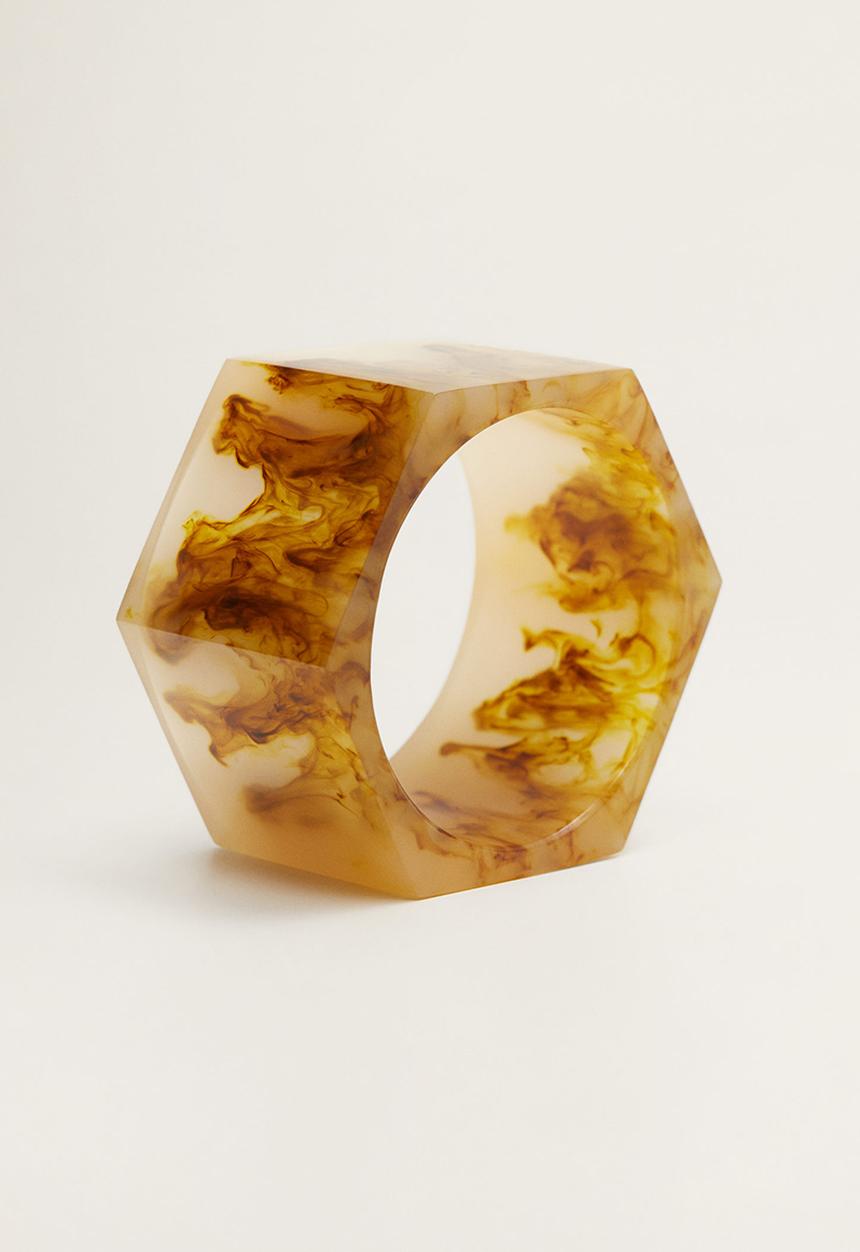 MANGO - Resin maxi bracelet - brown