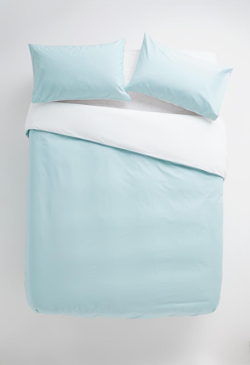 Sixth Floor - 200TC reversible cotton duvet set - duck egg/white