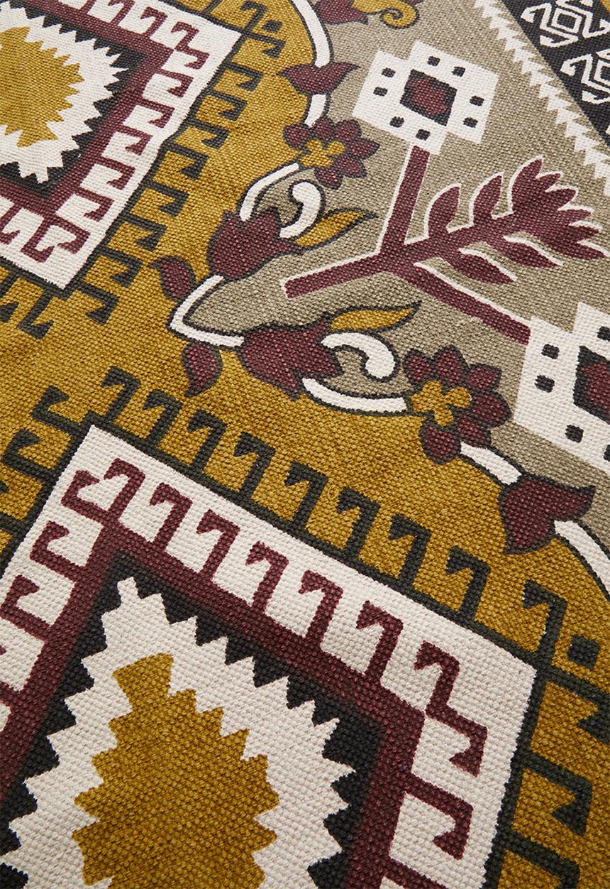 Sixth Floor - Munibah woven printed rug - pink & mustard