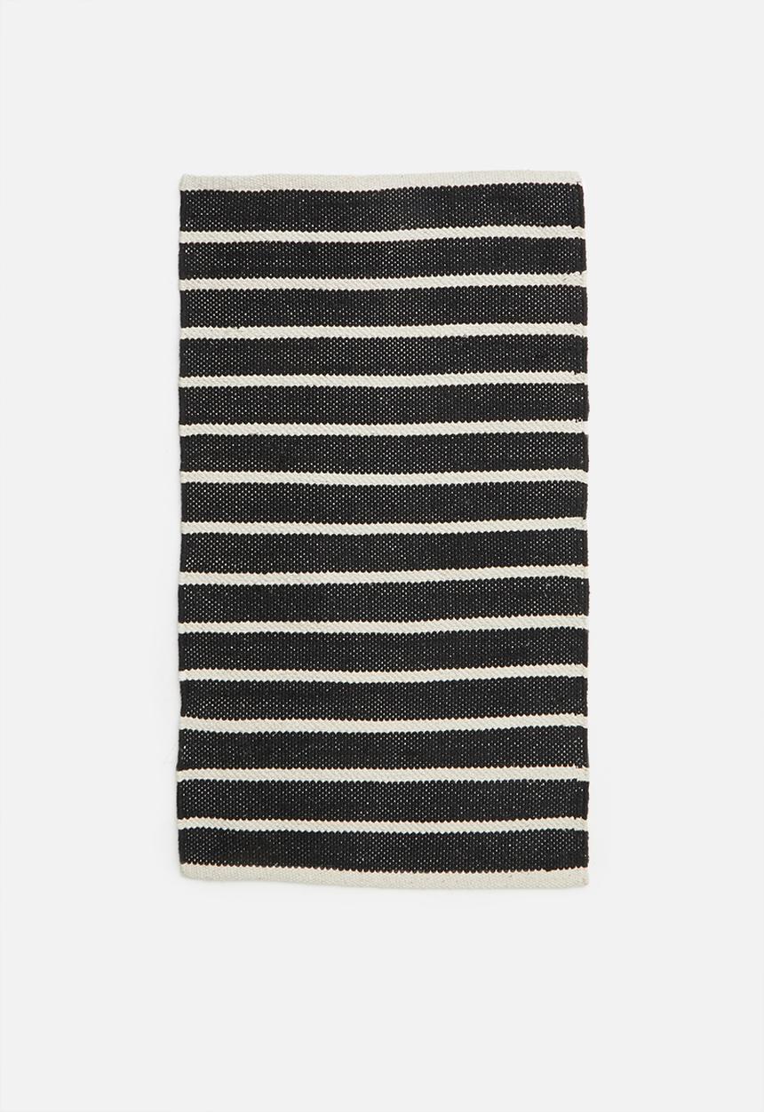 Sixth Floor - Woven striped bath mat - black & white