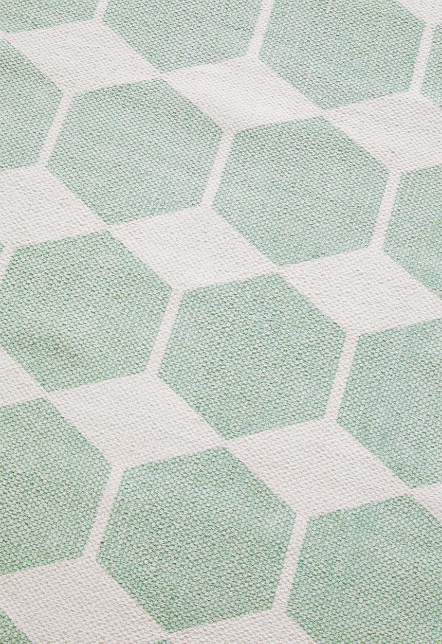 Sixth Floor - Hexagon printed runner - seafoam green