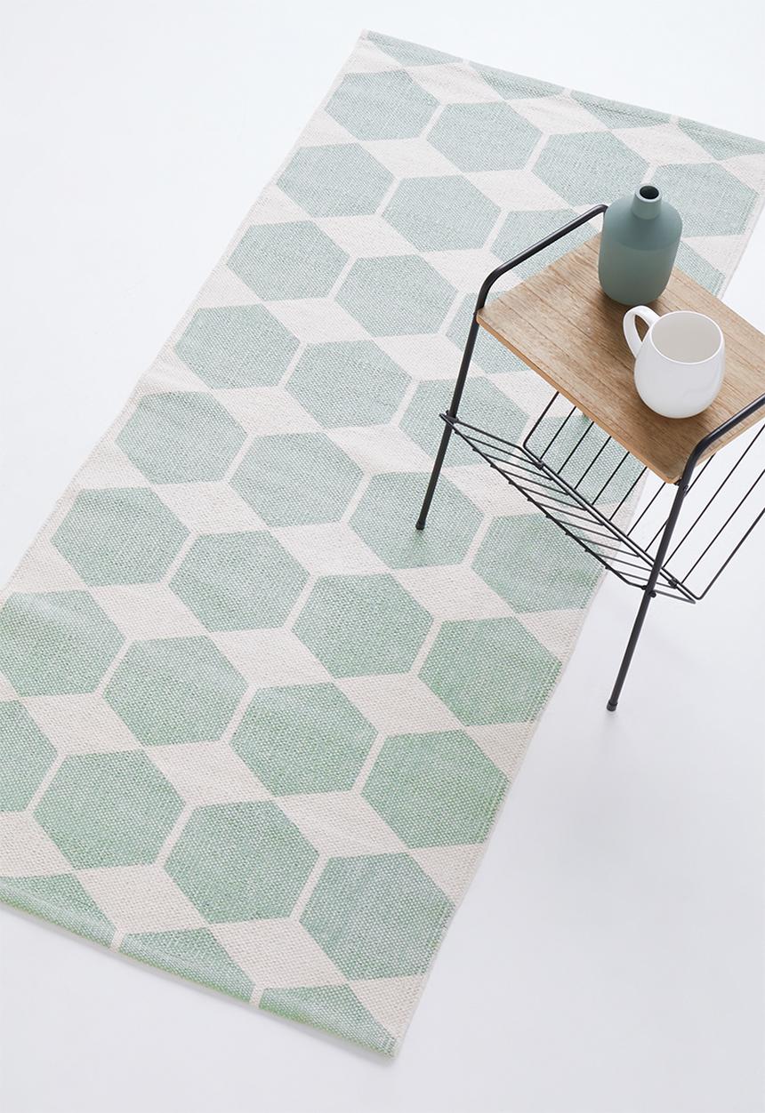 Sixth Floor - Hexagon printed runner - seafoam green