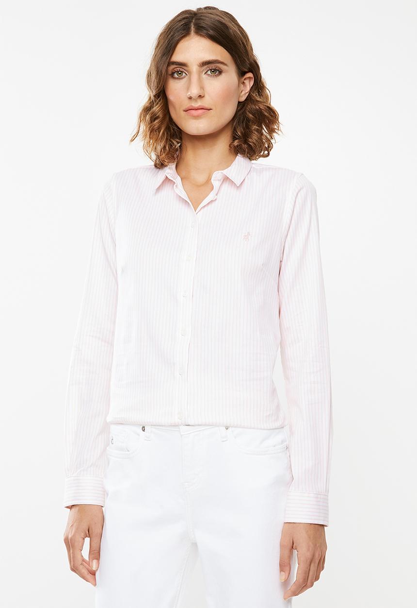 POLO - Gina long sleeve striped shirt - pink & white 