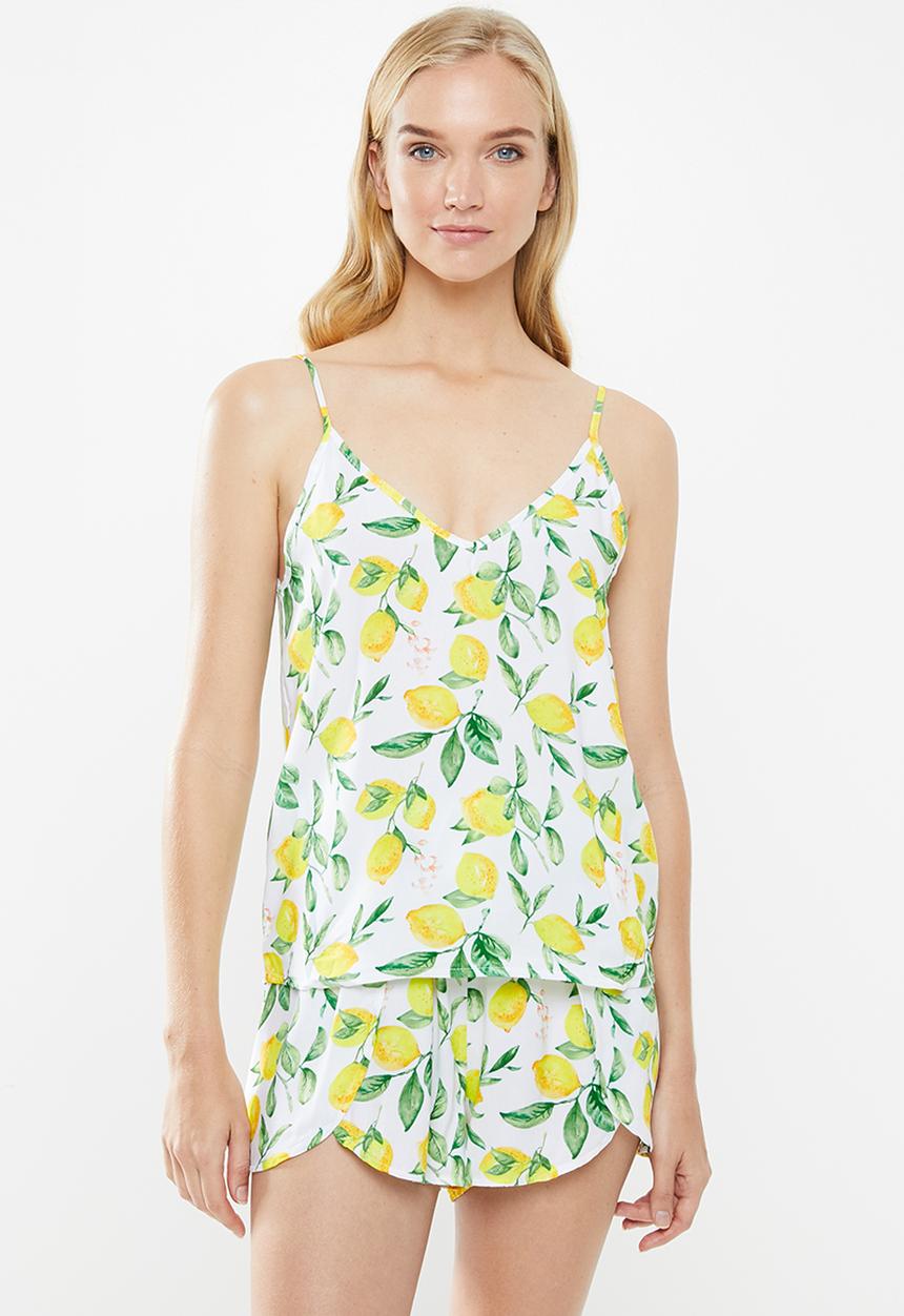 Superbalist - Printed sleep cami & shorts lemon print set - multi