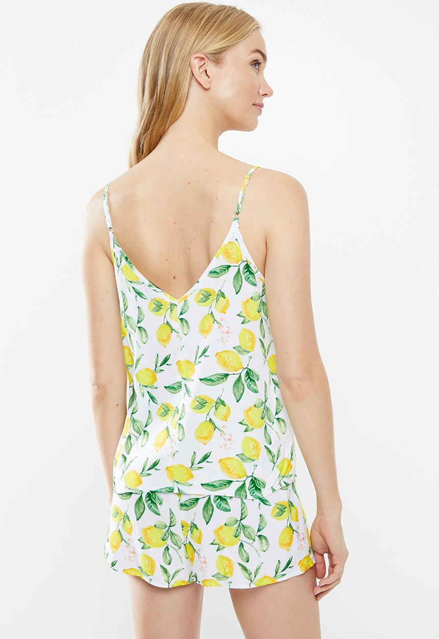 Superbalist - Printed sleep cami & shorts lemon print set - multi