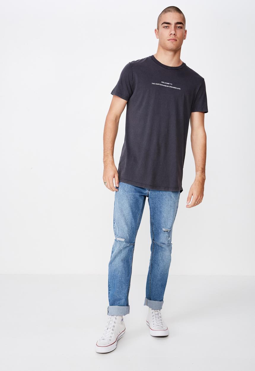 Cotton On - Longline scoop hem tee - charcoal 