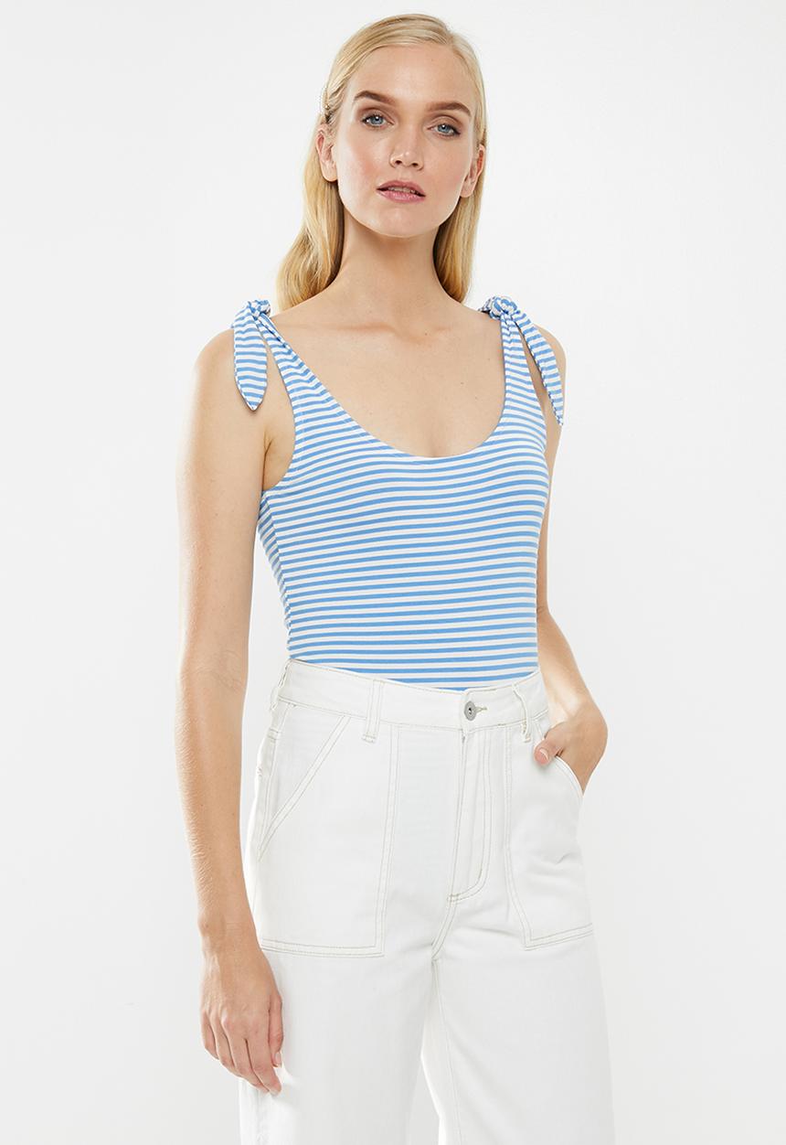 Vero Moda - Ava bodysuit - blue & white