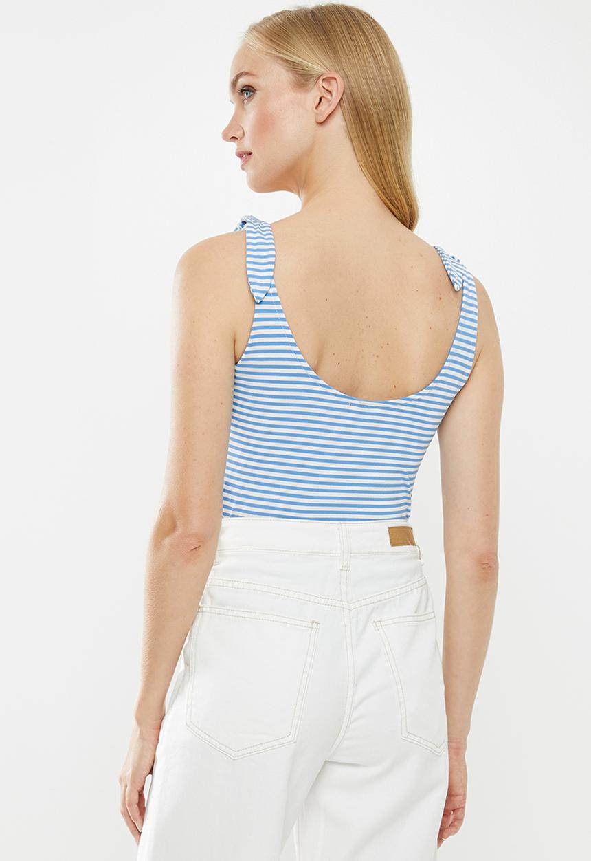 Vero Moda - Ava bodysuit - blue & white