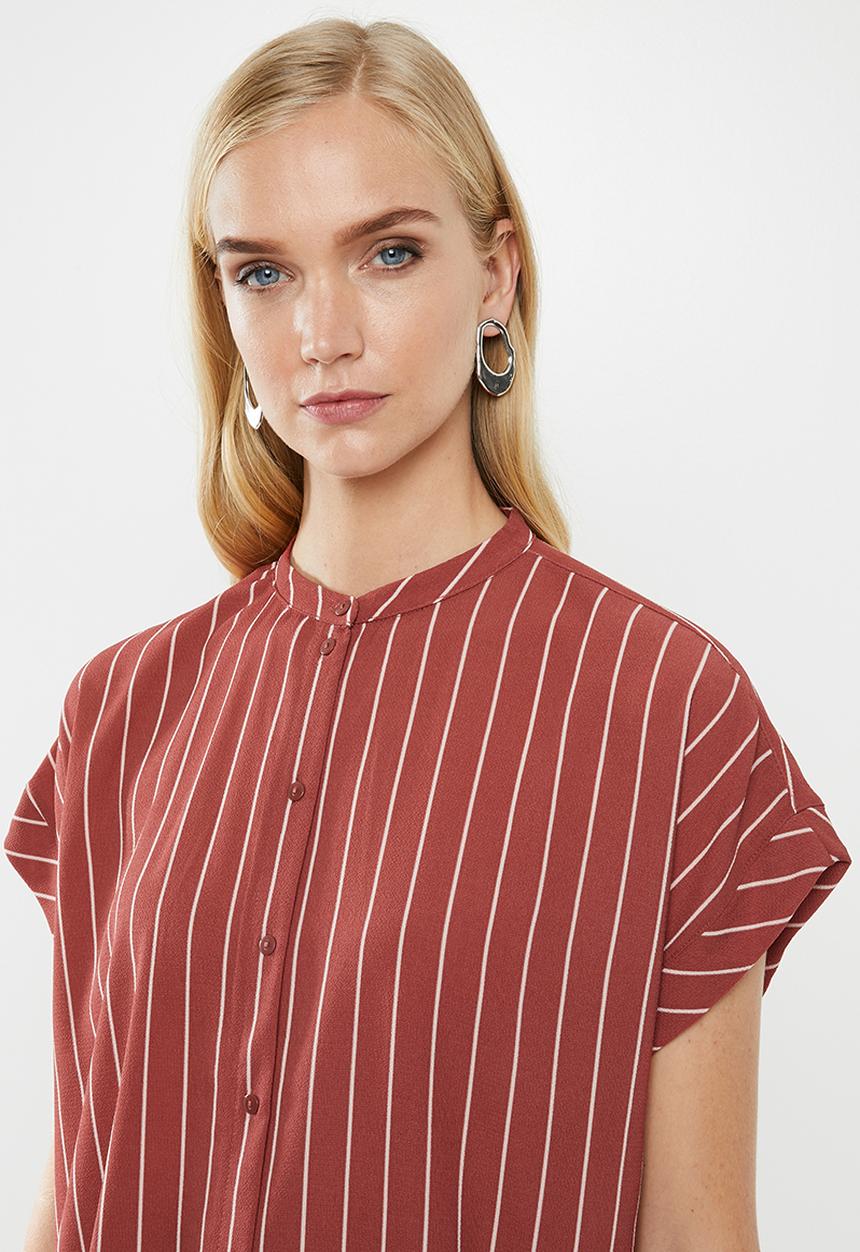Vero Moda - Helle shirt - rust & white 