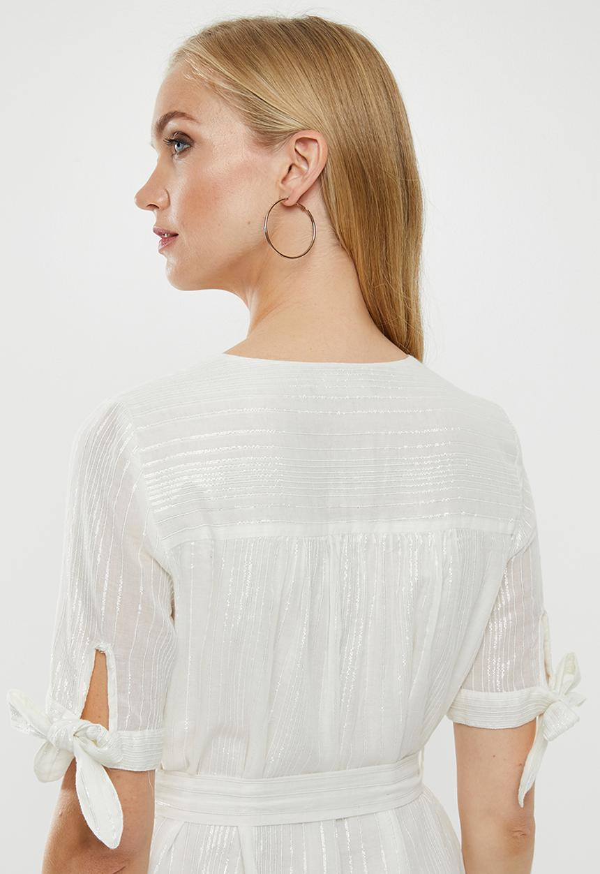 Vero Moda - Lena v-neck dress - cream