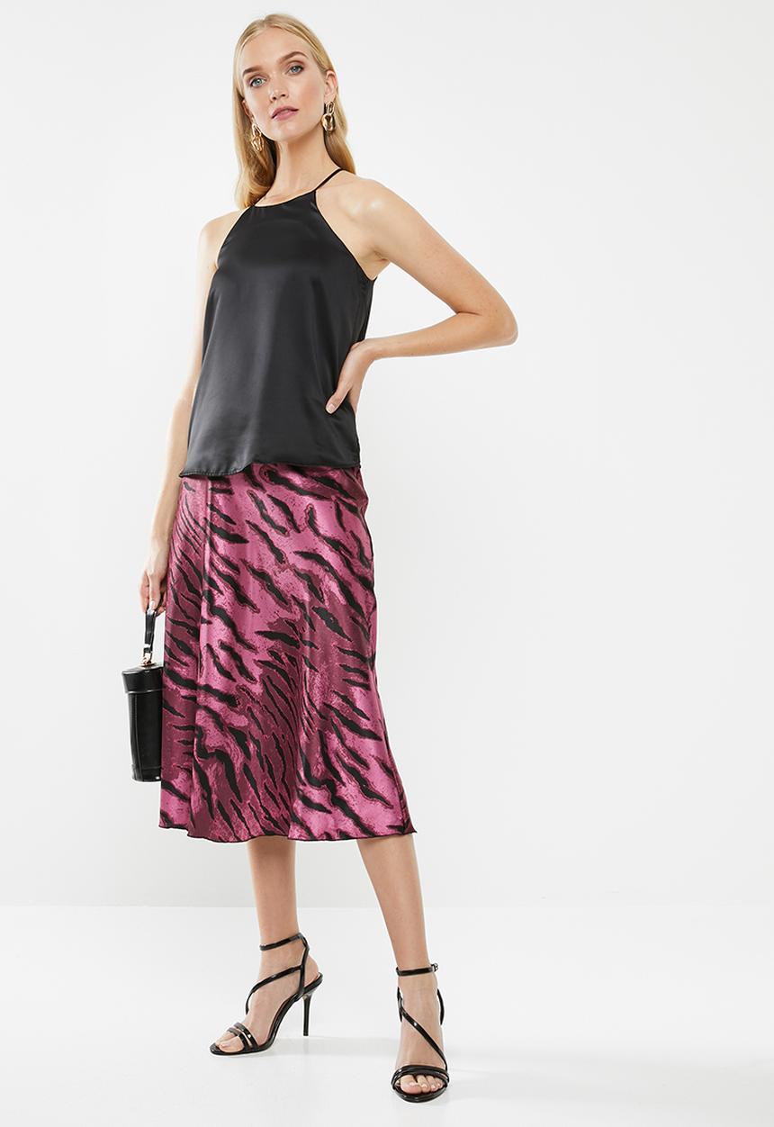 Vero Moda - Christine satin skirt - purple & black 
