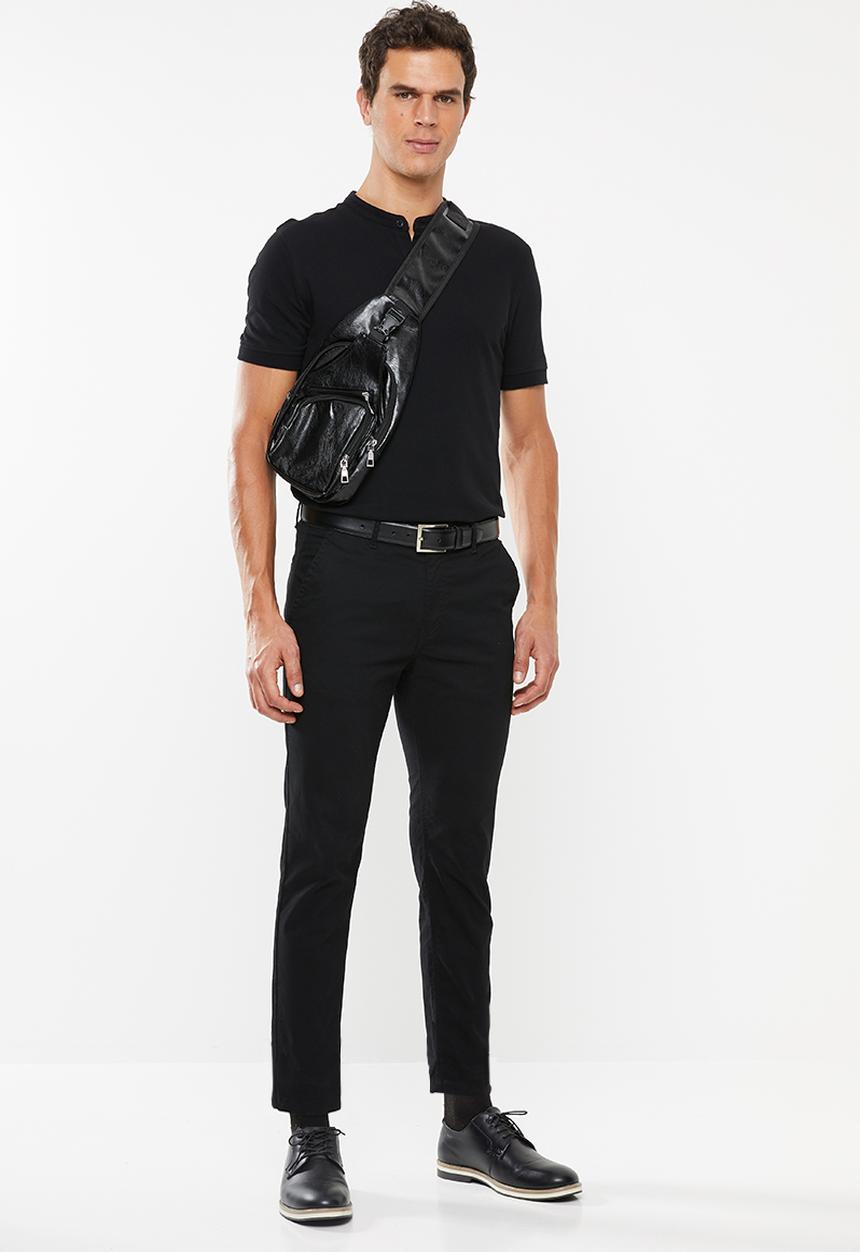 Superbalist - Siya slim pique mandarin golfer - black