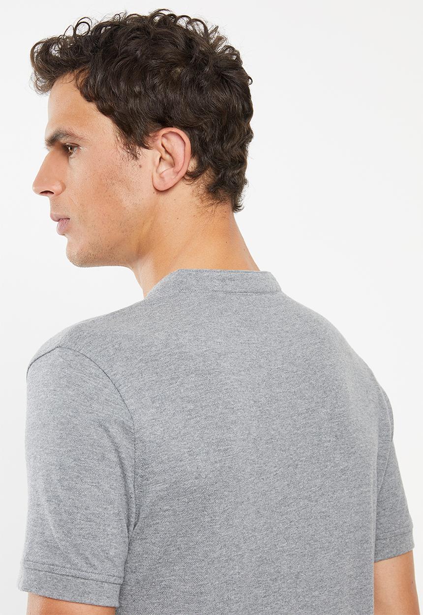Superbalist - Pique slim fit mandarin golfer - grey