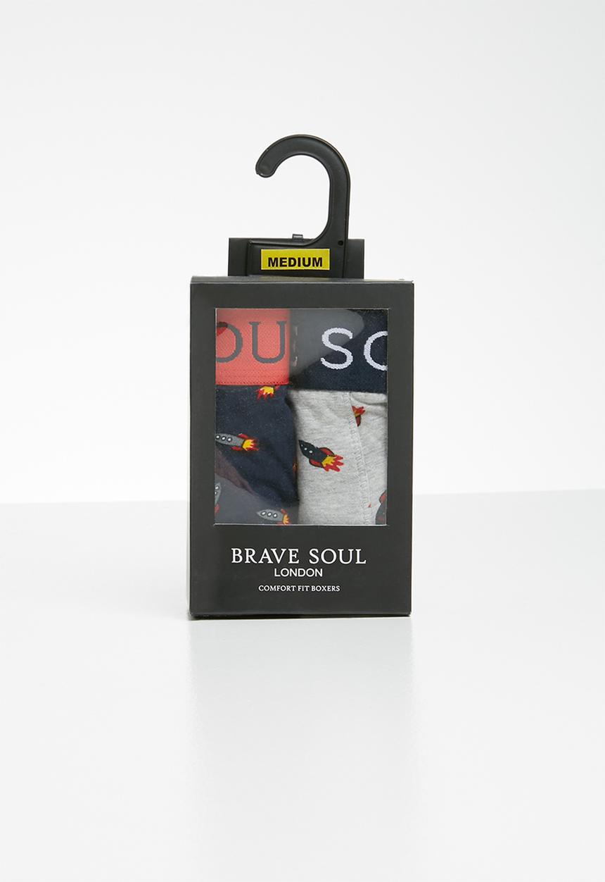 Brave Soul - Rocket 2 pack boxers - grey & navy