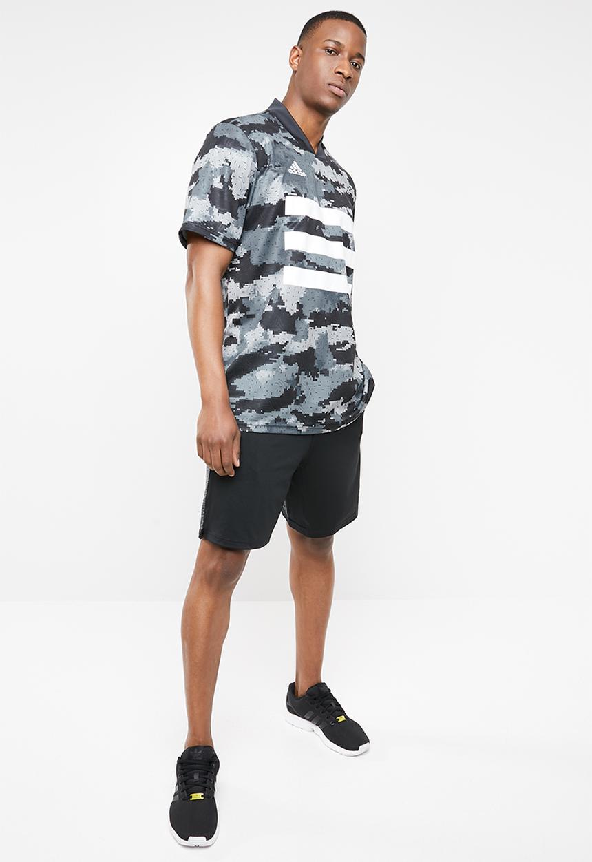 adidas Performance - Tan all over print tee - black & grey