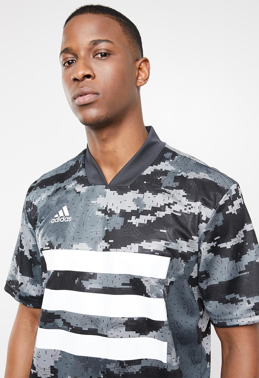 adidas Performance - Tan all over print tee - black & grey