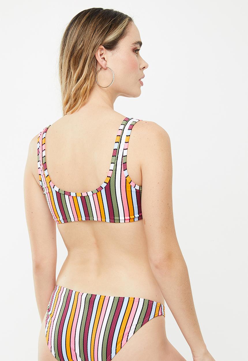 Cotton On - Knot front crop bikini top - multi
