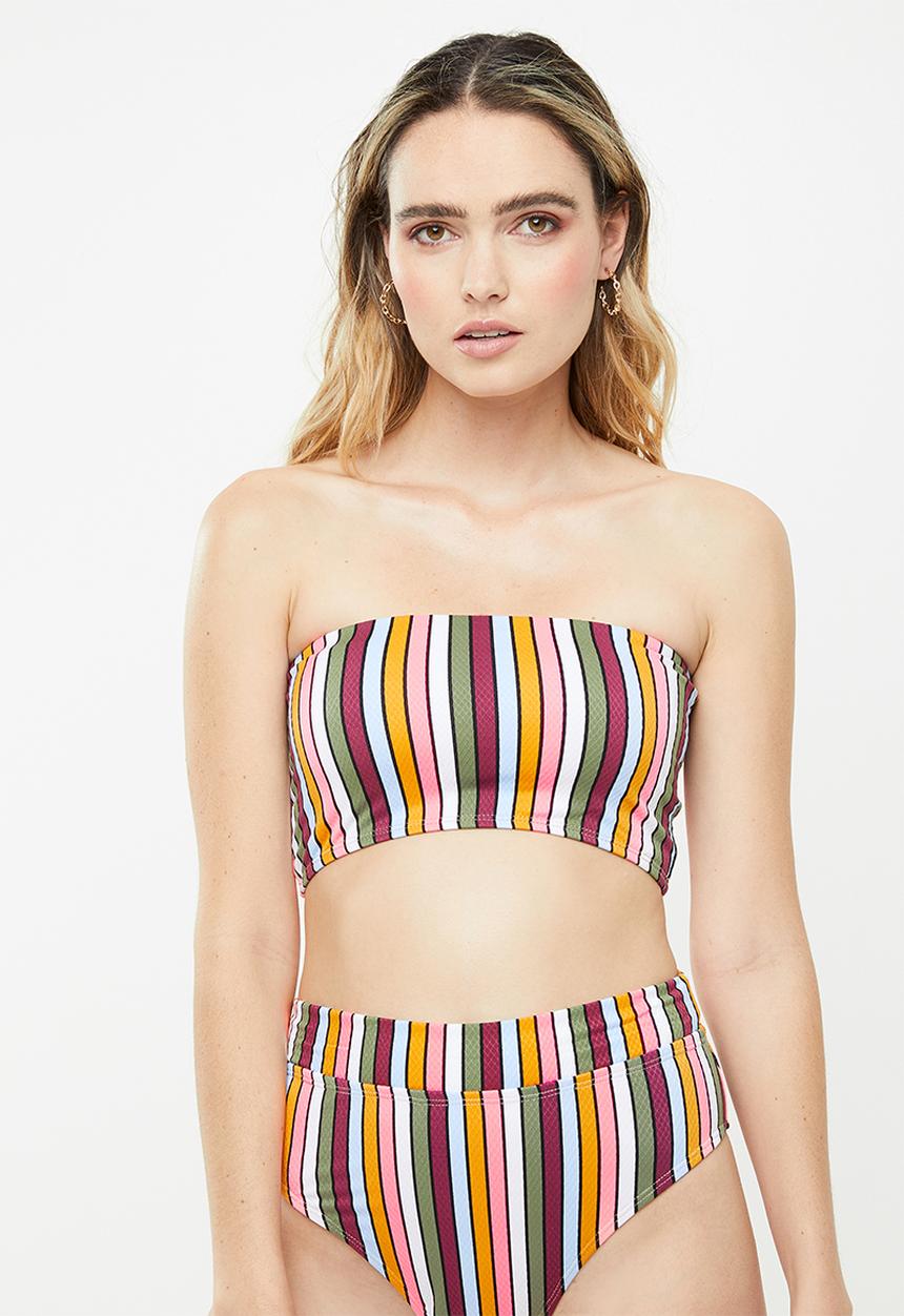 Cotton On - Longline bandeau bikini top - multi