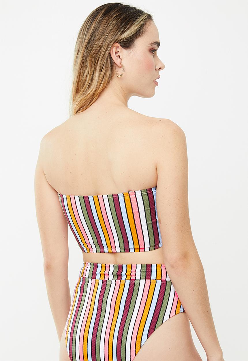 Cotton On - Longline bandeau bikini top - multi