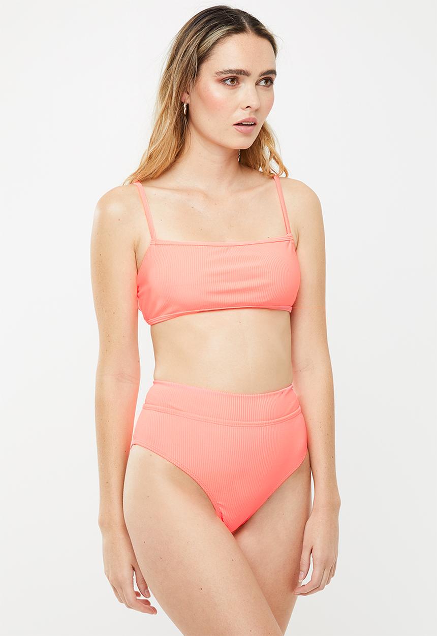Cotton On - Highwaisted banded cheeky bikini bottom  - pink
