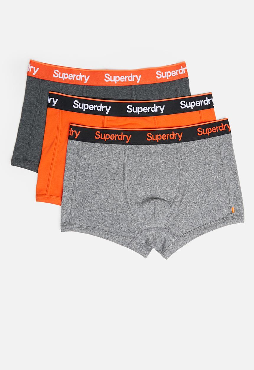 Superdry. - Orange label sport 3 pack trunks - orange & grey