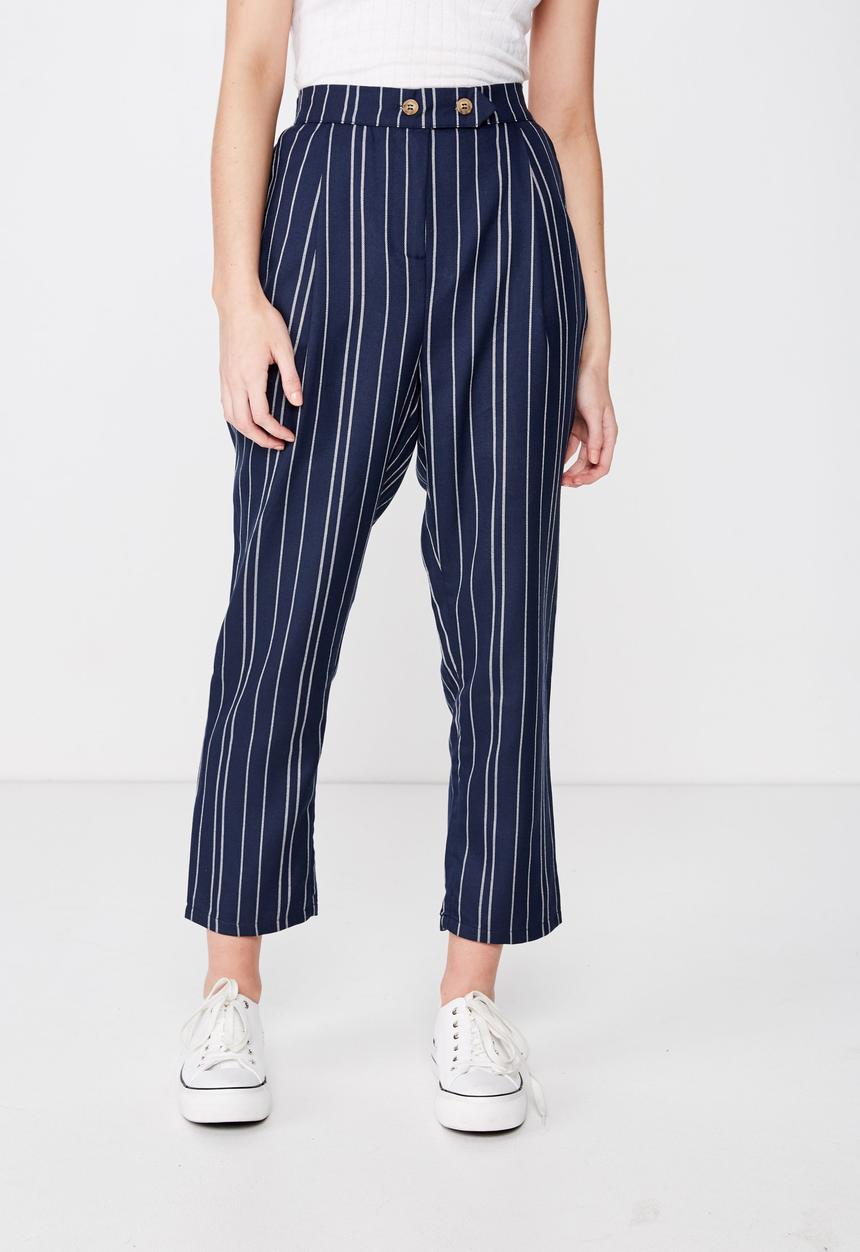 Cotton On - Ava tapered pant  - navy & white