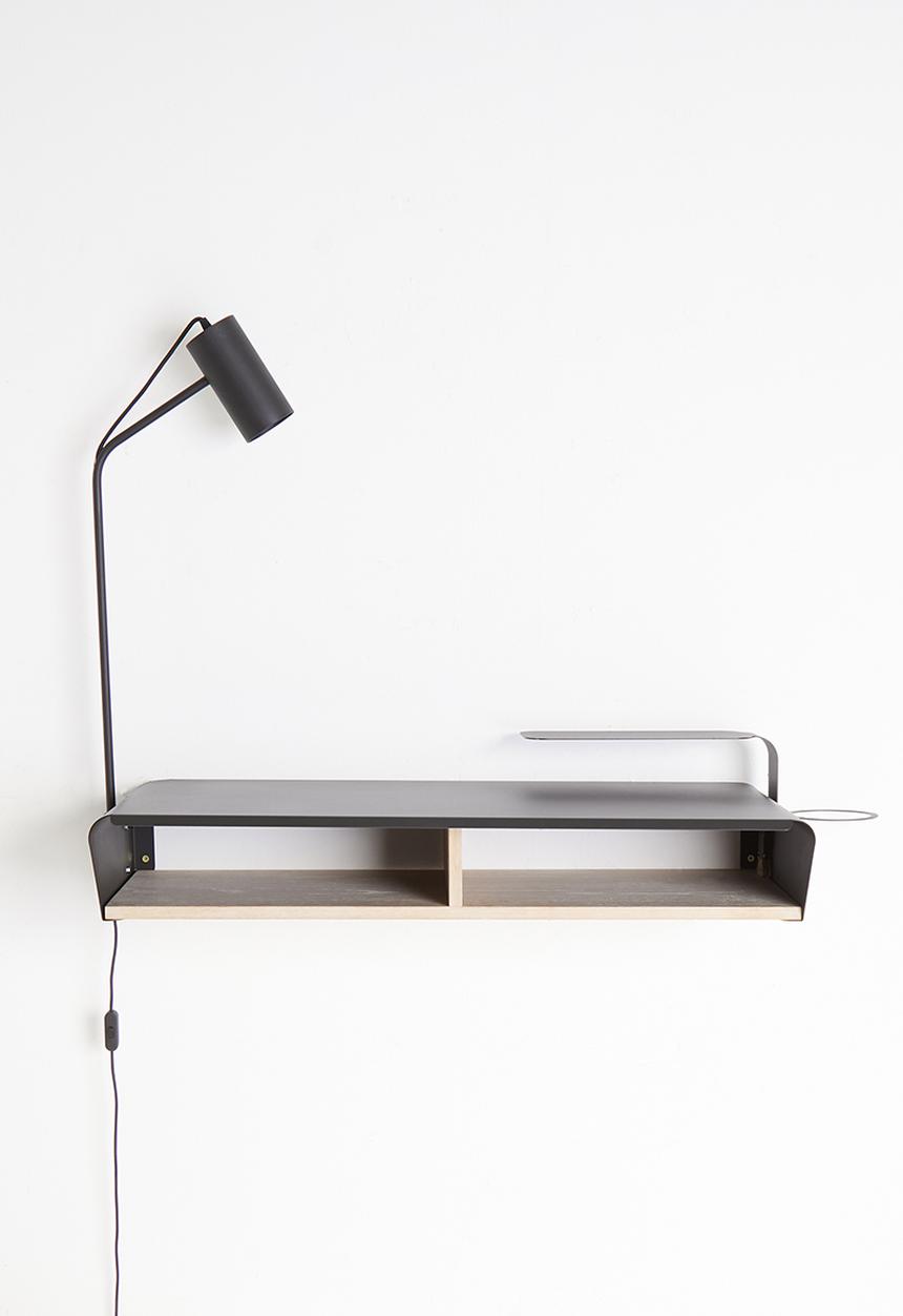 Emerging Creatives - Stockholm floating work desk with add-ons - black