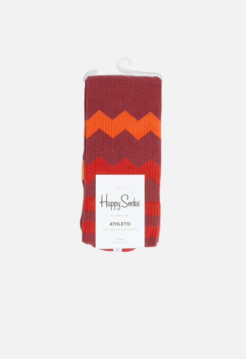 Happy Socks - Athletic zig stripe socks - red & orange