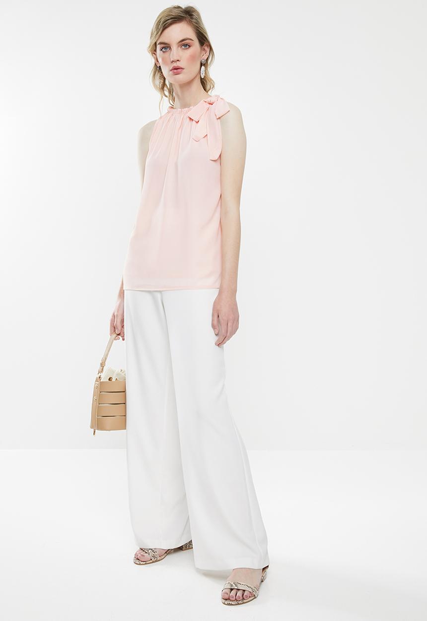 Revenge - Ruched neck sleeveless blouse - pink